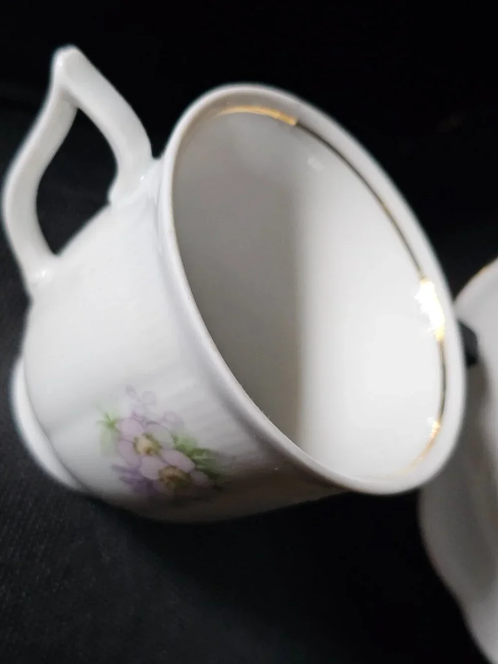 Vintage Vohenstrauss Johann Seltmann Demitasse Cup & Saucer Purple Flowers